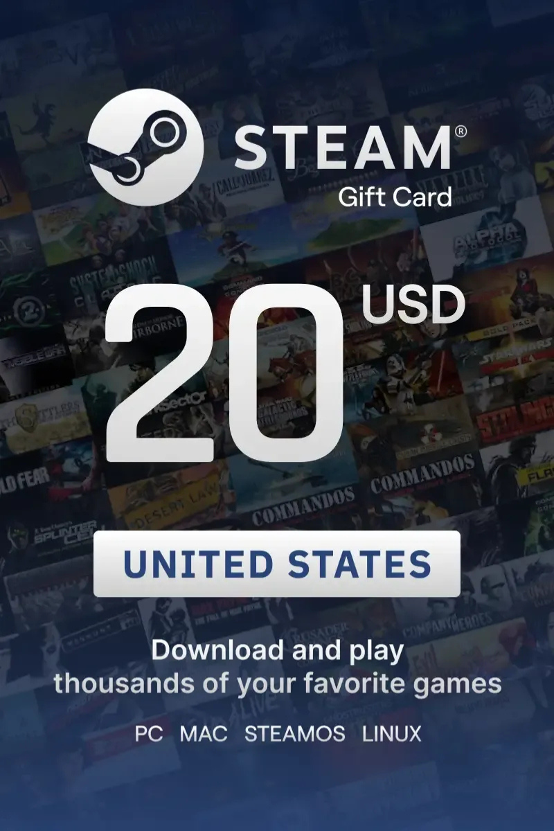 Steam Wallet 20 USD Gift Card (United States) - Digital Key