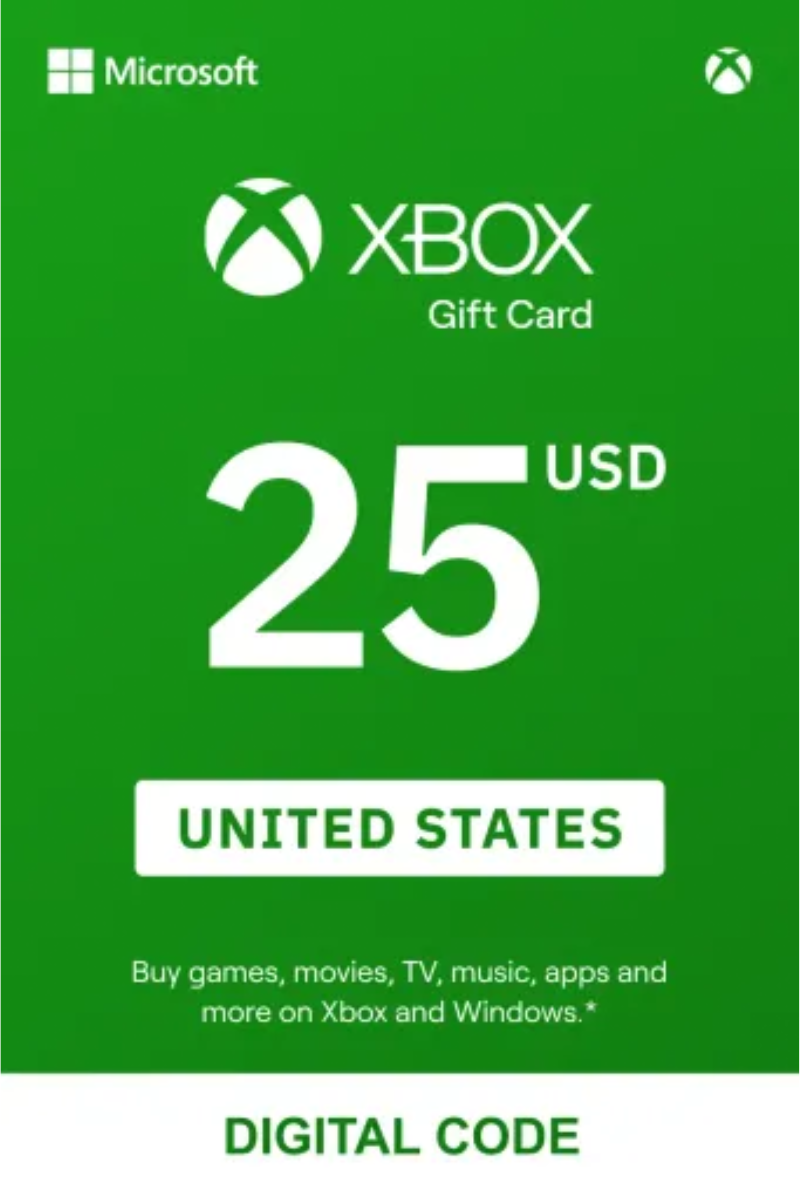 Xbox 25 USD Gift Card (United States) - Digital Key